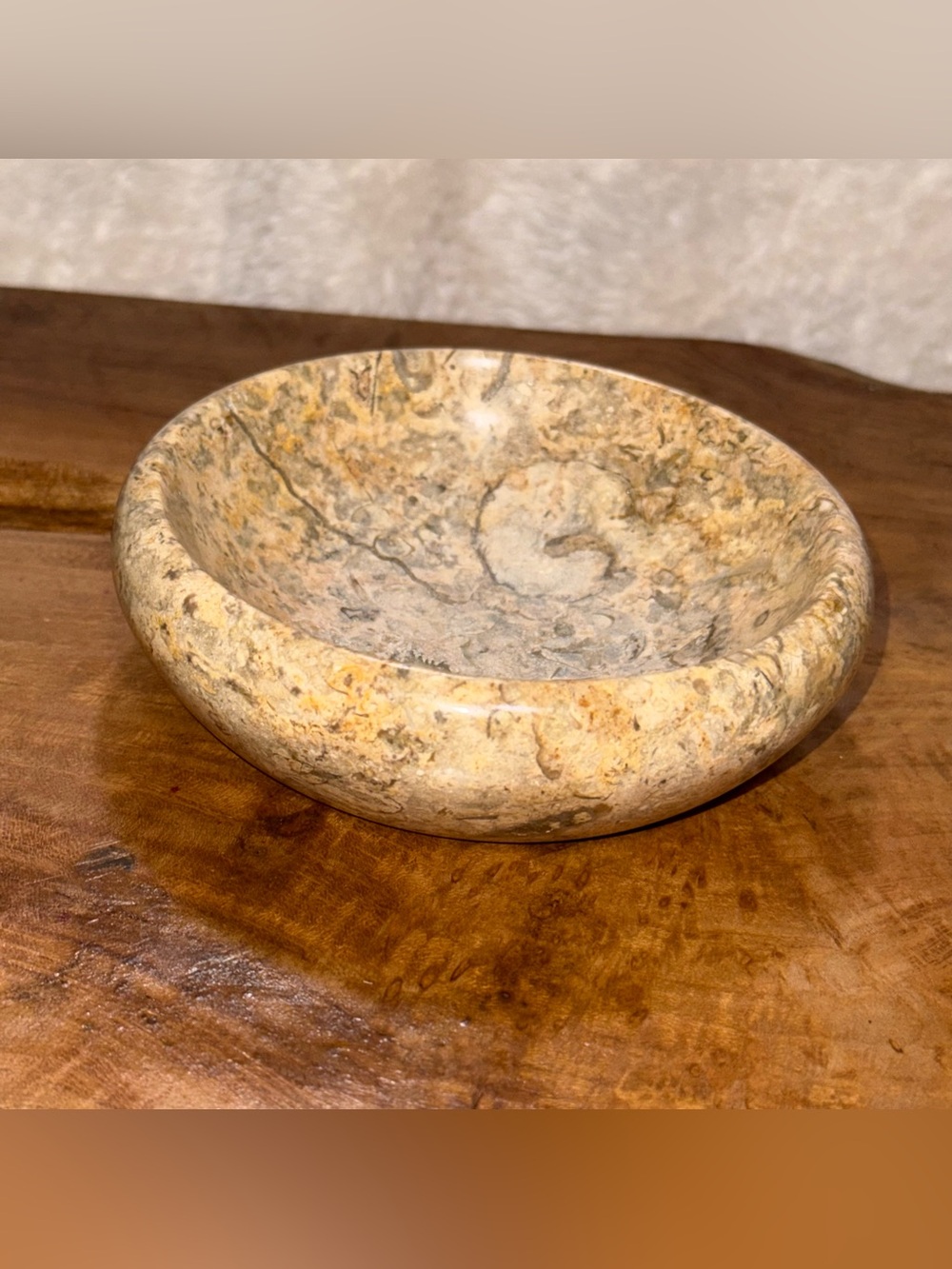 Fossil Marble Catch It All or Bowl Dish in the Style of Angelo Mangiarotti